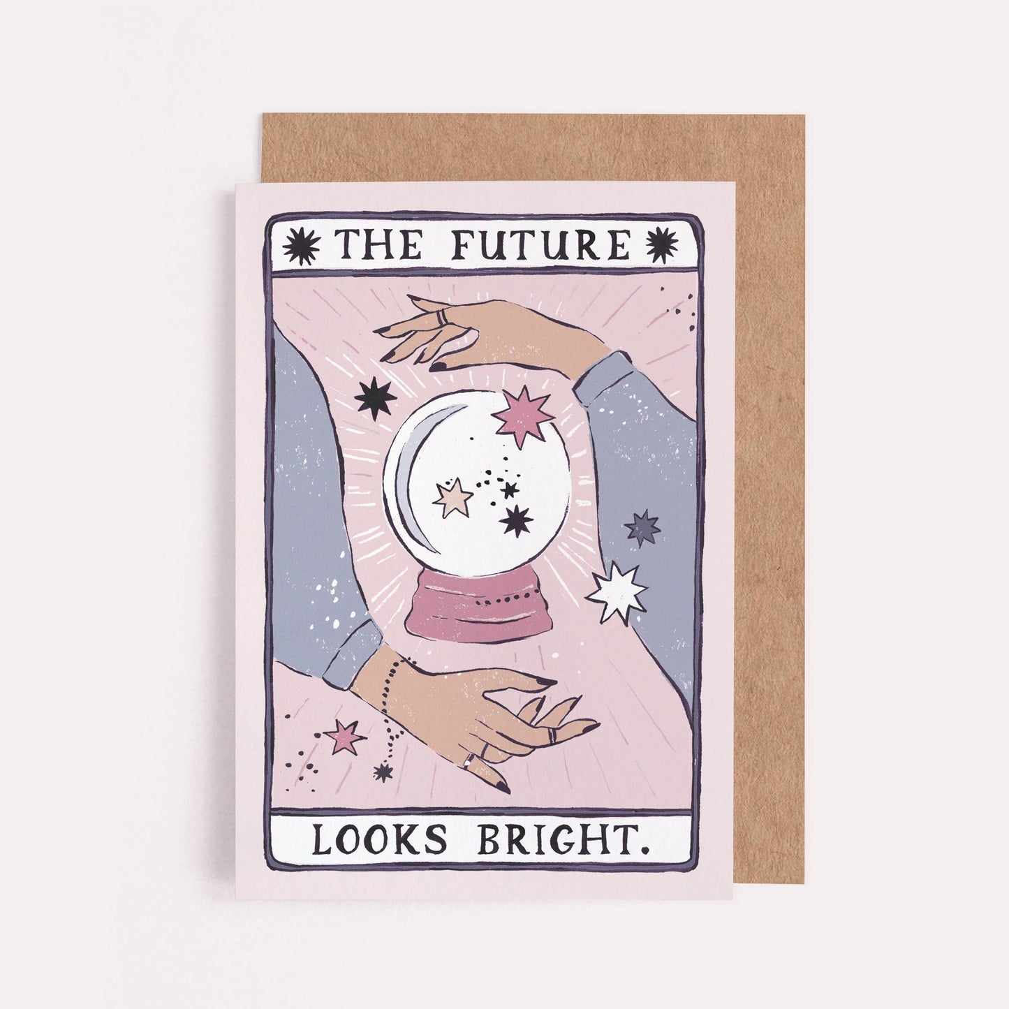 Glückwunschkarte „The Future Looks Bright“ mit Tarot-Motiv