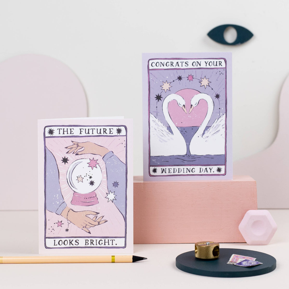 Glückwunschkarte „The Future Looks Bright“ mit Tarot-Motiv