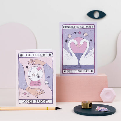 Glückwunschkarte „The Future Looks Bright“ mit Tarot-Motiv
