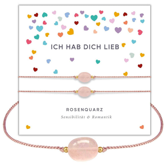 Freundschaftsarmband 2er Set mit Rosenquarz