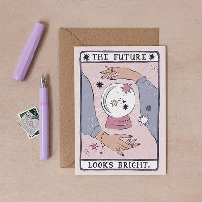Glückwunschkarte „The Future Looks Bright“ mit Tarot-Motiv