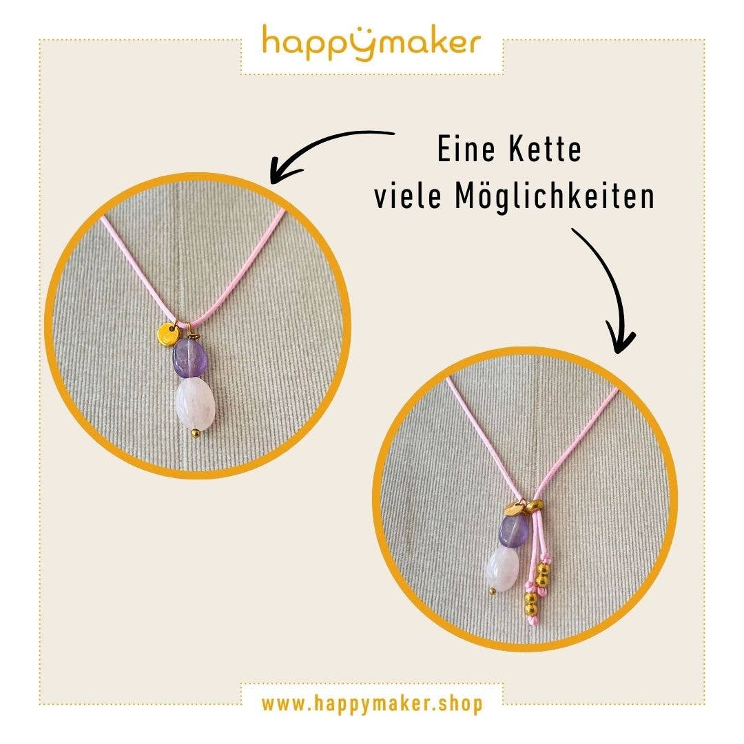 Rosenquarz Halskette mit Amethyst
