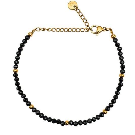 Schwarzer Turmalin Perlenarmband