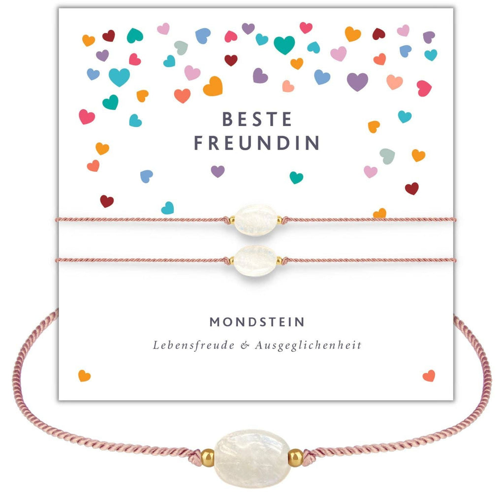 Freundschaftsarmband 2er Set mit echtem Mondstein