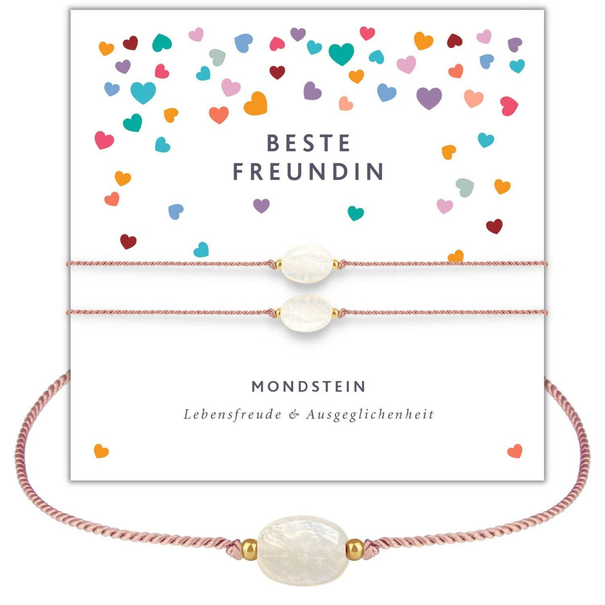 Freundschaftsarmband 2er Set mit echtem Mondstein
