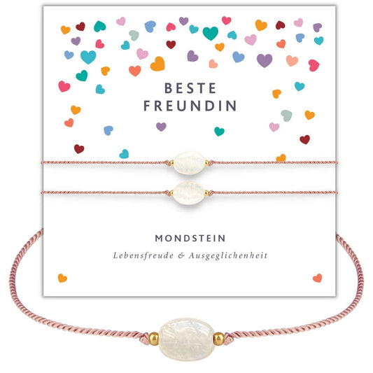 Freundschaftsarmband 2er Set mit echtem Mondstein