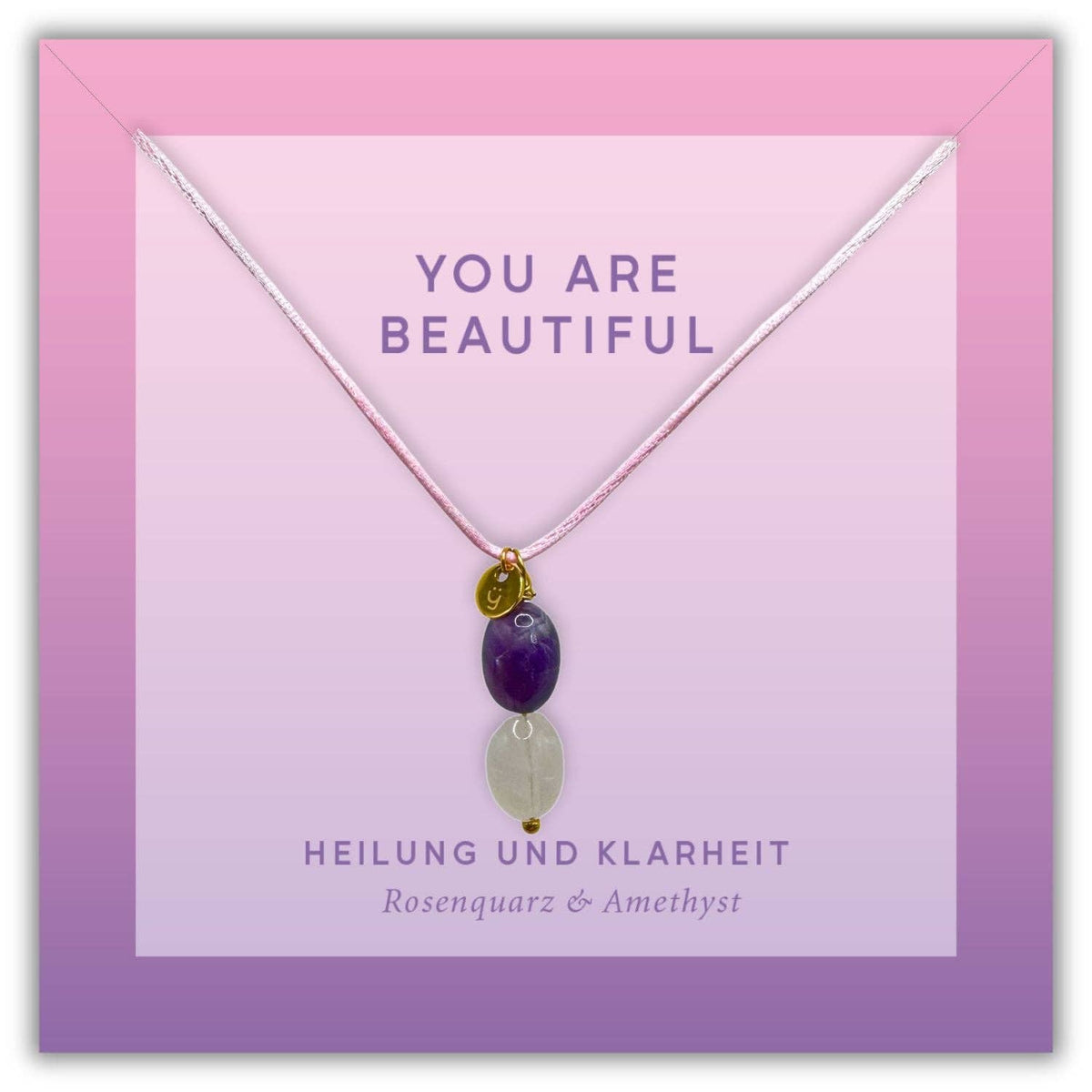 Rosenquarz Halskette mit Amethyst