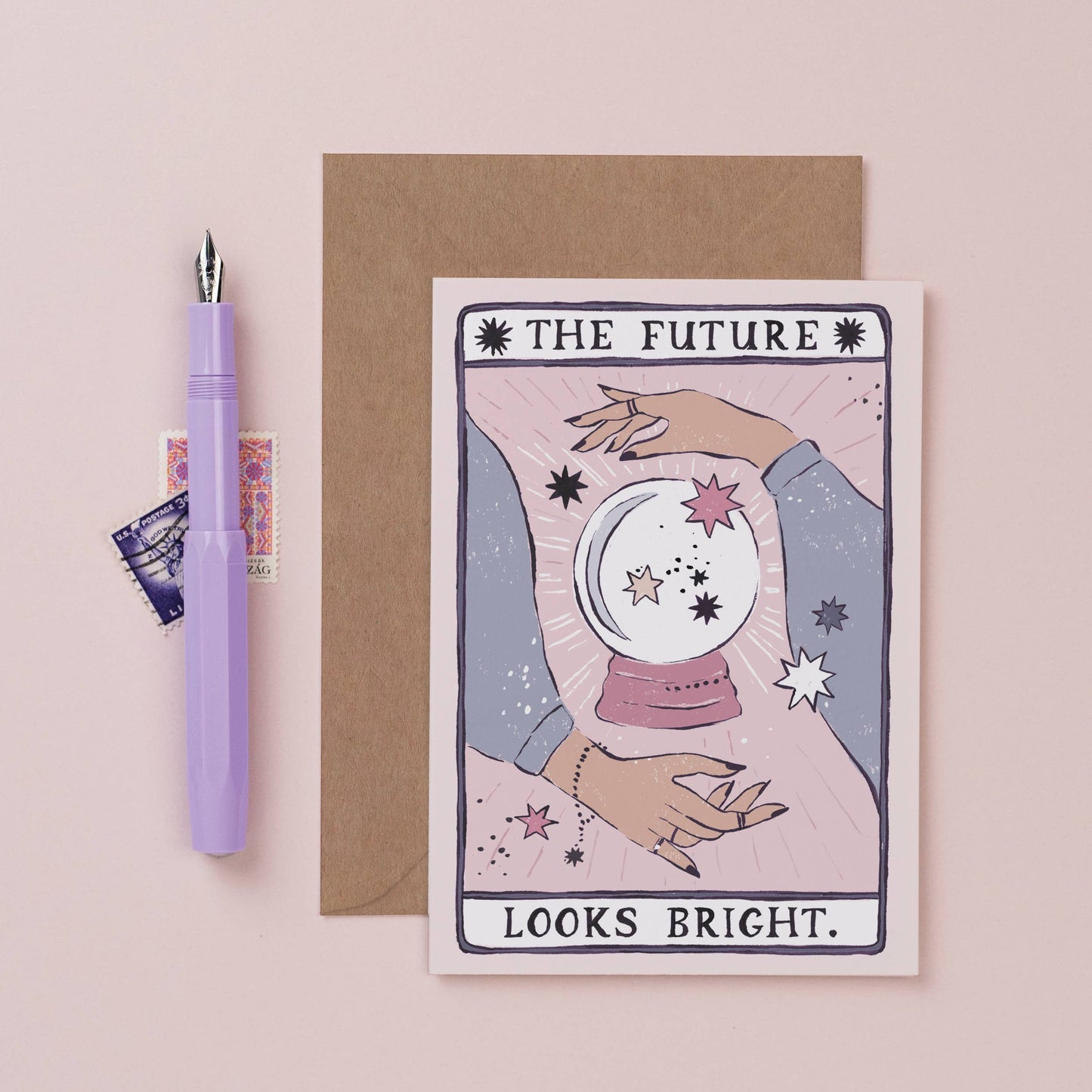 Glückwunschkarte „The Future Looks Bright“ mit Tarot-Motiv