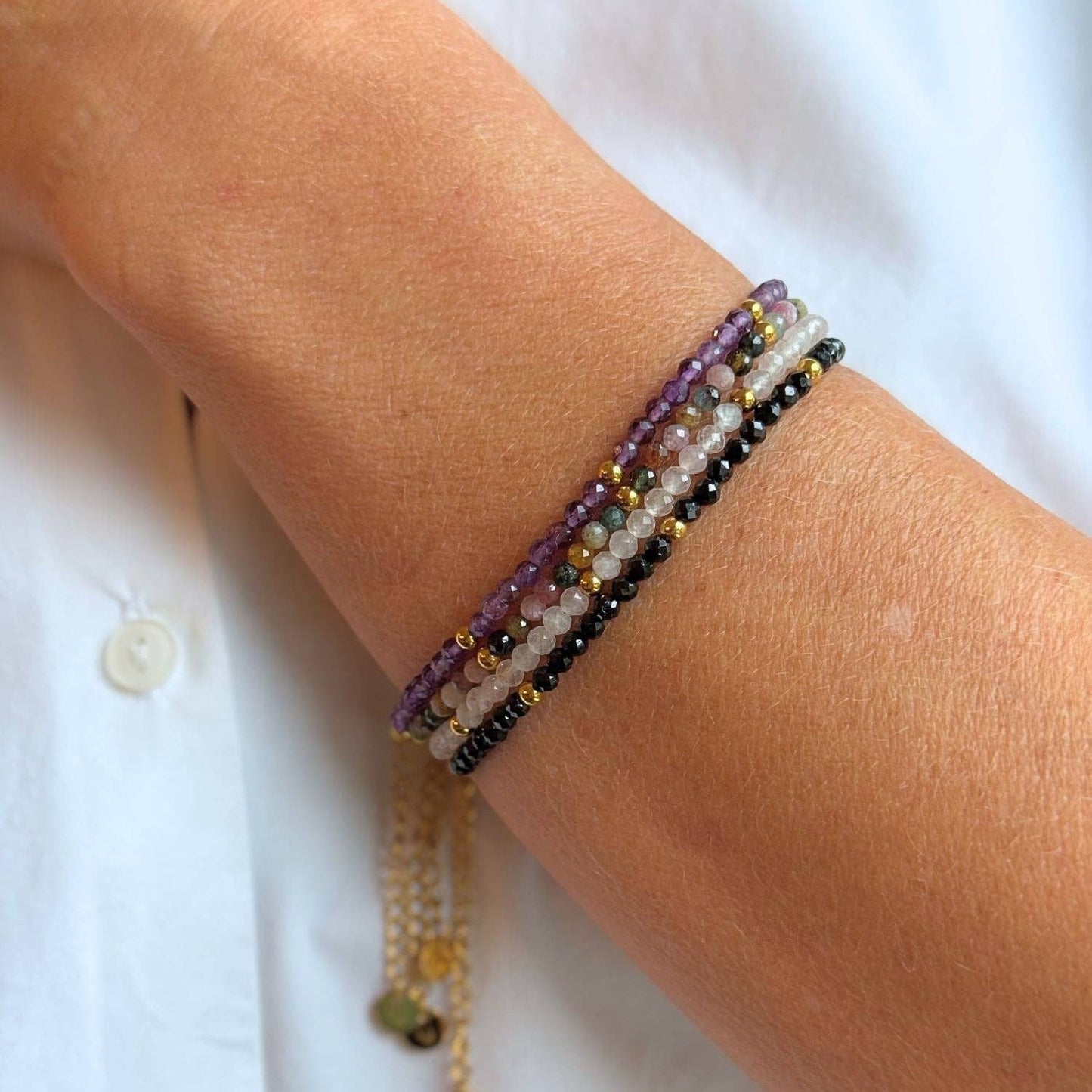 Schwarzer Turmalin Perlenarmband
