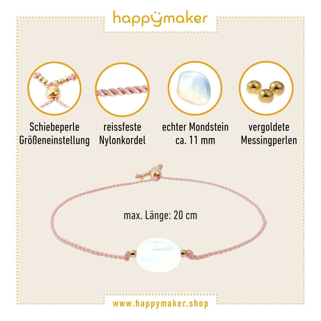 Freundschaftsarmband 2er Set mit echtem Mondstein