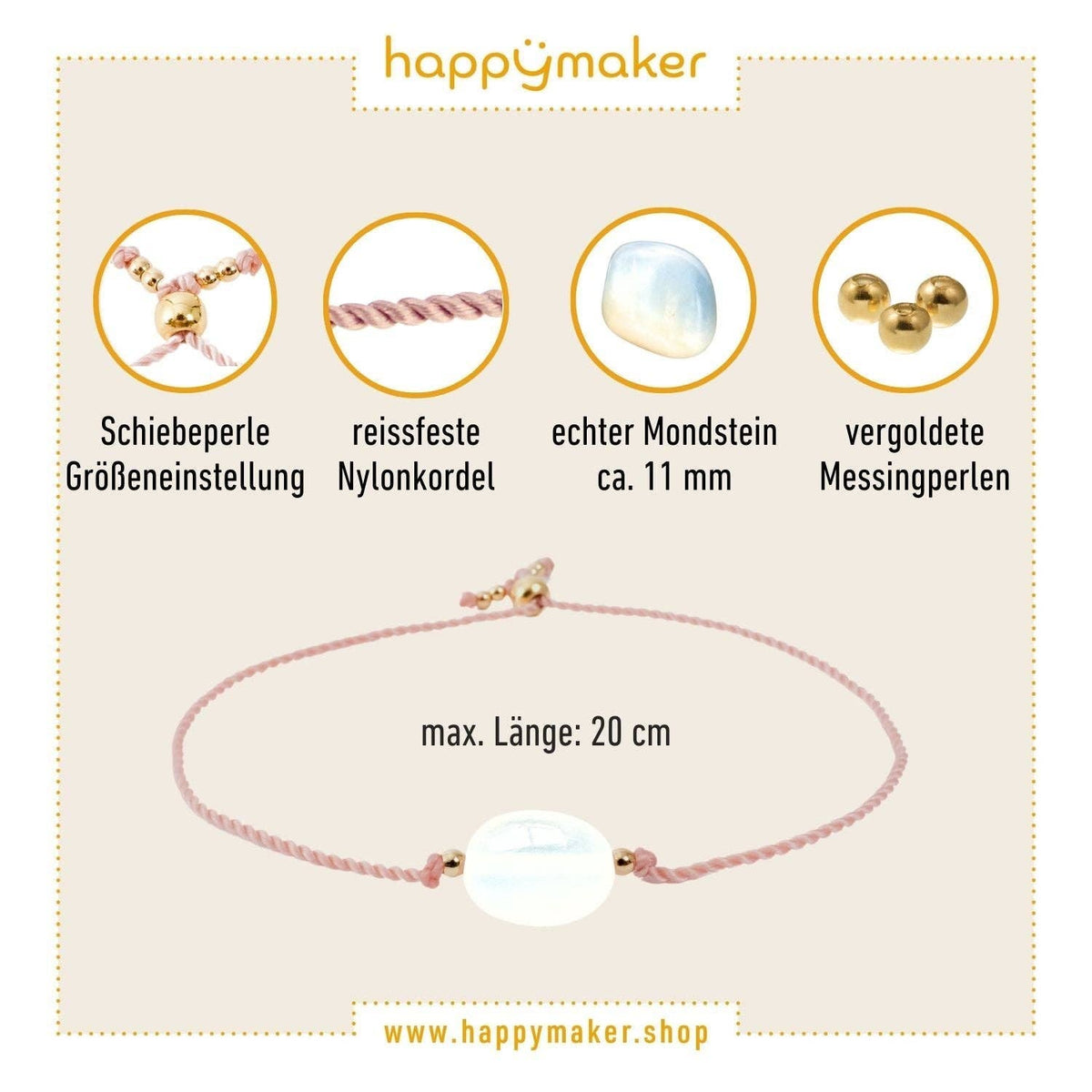 Freundschaftsarmband 2er Set mit echtem Mondstein
